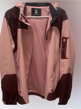 Stylish Pink and Burgundy Women's Rain Jacket